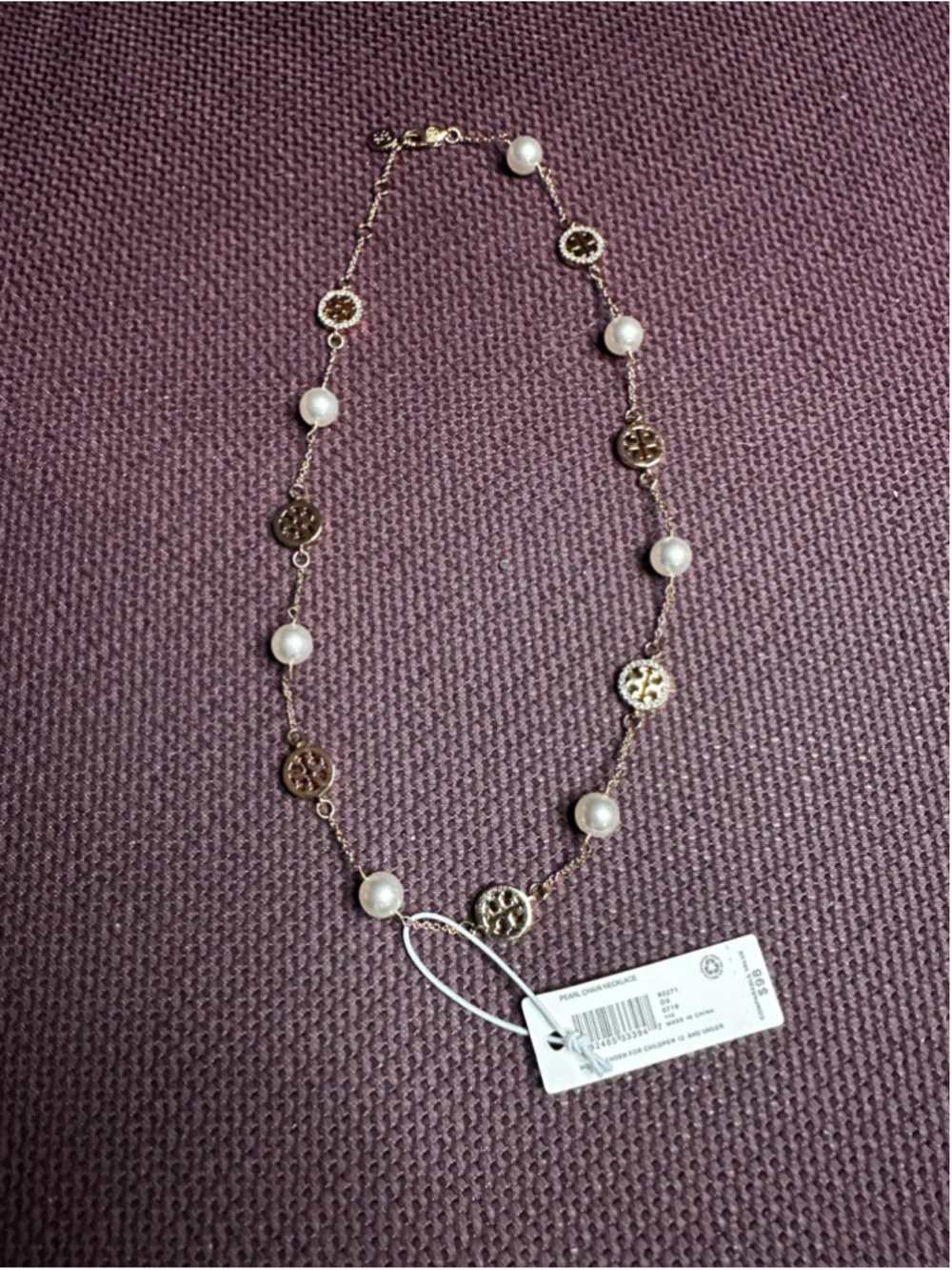 Tory Burch Gold & Pearl Chain Necklace